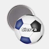 Jongens Meisjes Voetbal Blauw Zwart Team Kleuren Magneet (Voorkant / Achterkant)