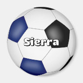 Jongens Meisjes Voetbal Blauw Zwart Team Kleuren Magneet (Voorkant)