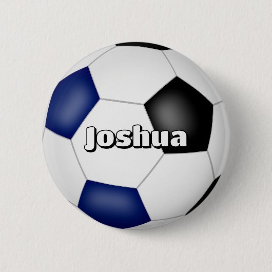 Jongens Meisjes Voetbal Blauw Zwart Team Kleuren Ronde Button 5,7 Cm (Voorkant)