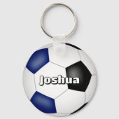 Jongens Meisjes Voetbal Blauw Zwart Team Kleuren Sleutelhanger (Voorkant)