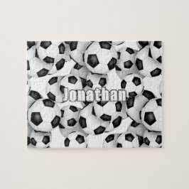 jongens meisjes voetballen patroon gepersonaliseer legpuzzel
