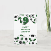 Jongens Meisjes Voetballer Green Happy Birthday Kaart (Voorkant)