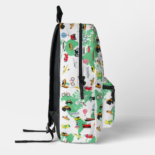 Jongens Meisjes Wereldkaart voertuigen Bedrukte Rugzak (Links)