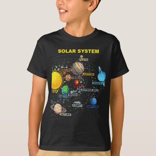 Jongens Meisjes - Zonnestelsel Graphic Planets Spa T-shirt (Voorkant)