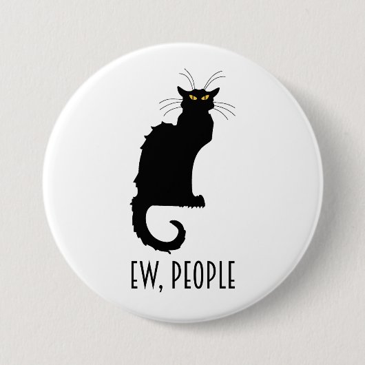 Jongens, mensen grappig  zwart kat ronde button 7,6 cm (Voorkant)