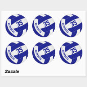 jongens met aangepaste naam : blauw wit volleybal ronde sticker (Vel)