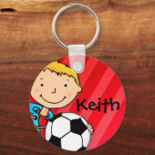 Jongens met de naam football Red Sport sleutelhang Sleutelhanger (Voorkant)