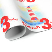 Jongens met de naam geschilderde vuurtoren, 3e ver cadeaupapier (Rol Hoek)