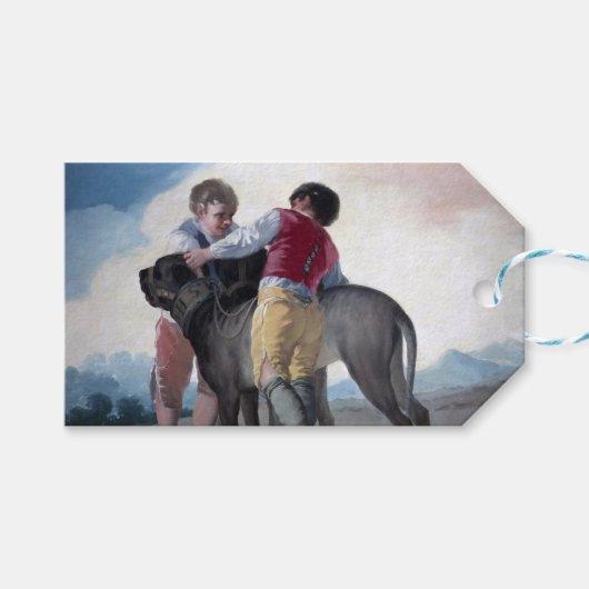 Jongens met een Mastiff Dog (door Francisco Goya) Cadeaulabel (Voorkant (Horizontaal))