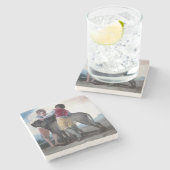 Jongens met een Mastiff Dog (door Francisco Goya) Stenen Onderzetter (Zijkant)