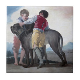 Jongens met een Mastiff Dog (door Francisco Goya) Tegeltje