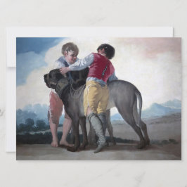 Jongens met een mastiff hond kaart