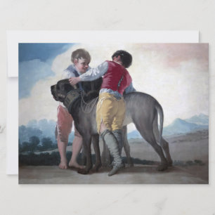 Jongens met een mastiff hond kaart