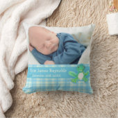 Jongens met een pasgeboren cadeautje blauw kikkerk kussen (Deken)