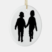 Jongens met handpalen keramisch ornament (Rechts)