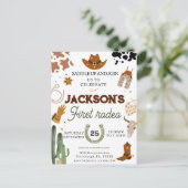 Jongens Mijn Eerste Rodeo Cowboy 1e Verjaardag Briefkaart (Staand voorkant)