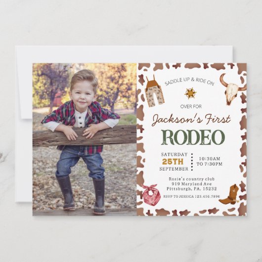 Jongens Mijn eerste Rodeo Cowboy 1e verjaardag fot Kaart (Voorkant)