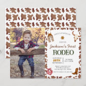 Jongens Mijn eerste Rodeo Cowboy 1e verjaardag fot Kaart (Voorkant / Achterkant)