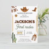 Jongens Mijn Eerste Rodeo Cowboy 1e Verjaardag Kaart (Staand voorkant)