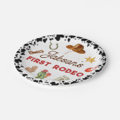 Jongens Mijn Eerste Rodeo Cowboy 1e Verjaardag Papieren Bordje (Gekanteld)