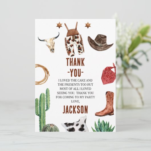 Jongens Mijn eerste Rodeo Cowboy Verjaardag Dank j Kaart (Staand voorkant)