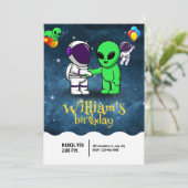Jongens Modern Astronaut & Alien Kinderverjaardag Kaart (Staand voorkant)