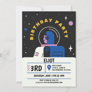 Jongens Modern Astronaut Zwart Kinderen Verjaardag Kaart