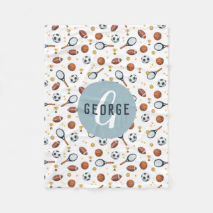 Jongens Modern Blauw Football Sport Kinder Fleece Deken