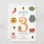 Jongens Modern Blauw Monster Alien Kids Verjaardag Kaart (Voorkant)