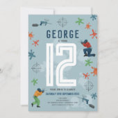 Jongens Modern Blauw Paintball Party Kinderen Verj Kaart (Voorkant)