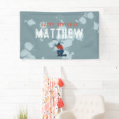 Jongens Modern Blauw Paintball Party Kinderen Verj Spandoek (Insitu)