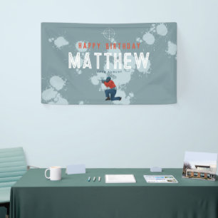 Jongens Modern Blauw Paintball Party Kinderen Verj Spandoek