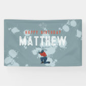 Jongens Modern Blauw Paintball Party Kinderen Verj Spandoek (Horizontaal)