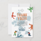 Jongens Modern Blauw Schilderen Verjaardagsfeestje Bedankkaart (Voorkant)