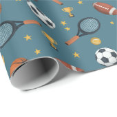 Jongens Modern Blauw Sport Football Kinderen Verja Cadeaupapier (Rol Hoek)