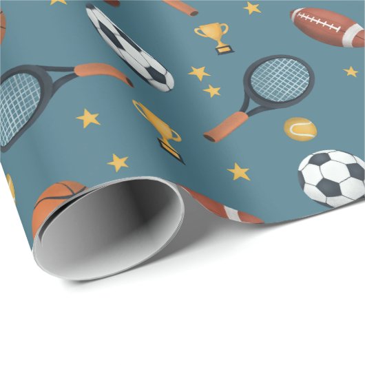 Jongens Modern Blauw Sport Football Kinderen Verja Cadeaupapier (Rol Hoek)