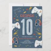 Jongens Modern Blauw Videospel Kinderen Verjaardag Kaart (Voorkant)