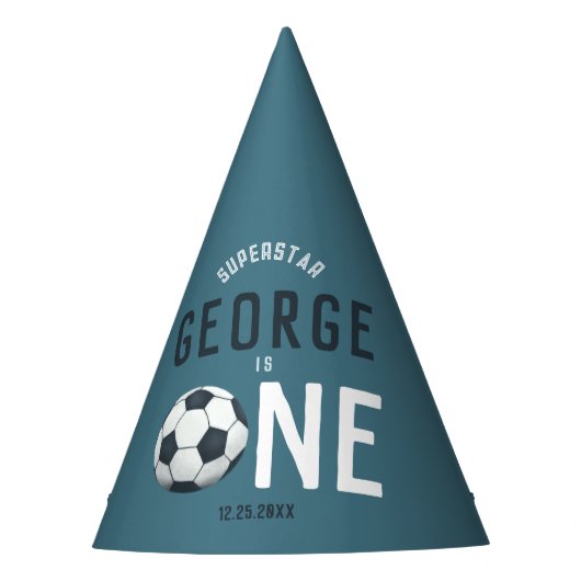 Jongens Modern Blue Sports Kinder 1e verjaardag Feesthoedjes (Voorkant)