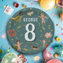 Jongens Modern Cool Superhero Kids Verjaardag Papieren Bordje