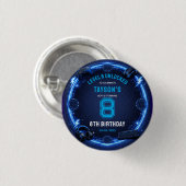 Jongens Modern Koel Blauw Gaming 8e Verjaardagsfee Ronde Button 3,2 Cm (Voorkant /achterkant)