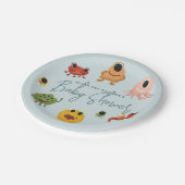 Jongens Modern Schattige Kleurrijk Monster Baby sh Papieren Bordje (Gekanteld)