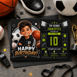 Jongens Modern Zwart Sportief Kinderen 10e Verjaar Kaart
