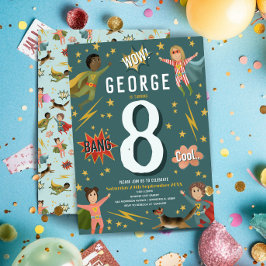 Jongens Moderne Actie Superheld Kids Verjaardag Kaart