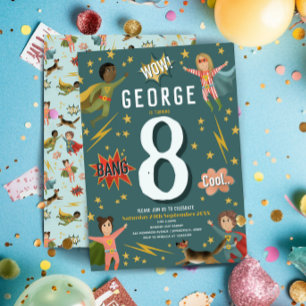 Jongens Moderne Actie Superheld Kids Verjaardag Kaart