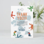 Jongens Moderne Blauwe Paintball Kinderen Verjaard Bedankkaart (Staand voorkant)