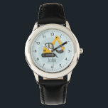 Jongens Moderne Bouw Graafmachine Horloge<br><div class="desc">Dit schattige en moderne kinder horloge heeft een gele graafster (graafmachine) en een plek waar je je jongens kunt noemen. Ideaal voor elke kleine die droomt van een bouwer. Met duidelijke cijfers is dit geweldig voor een kinder eerste horloge.</div>