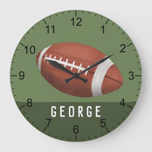 Jongens Moderne en Groene Football Sport Kinder Grote Klok (Voorkant)