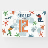 Jongens Moderne Paintball Party Sport Kids Verjaar Spandoek (Horizontaal)