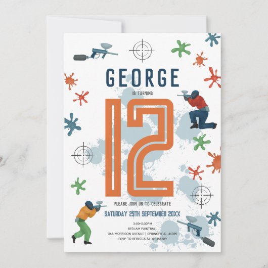 Jongens Moderne Paintball Splatter Party Kinderen Kaart (Voorkant)