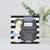 Jongens Moderne Schoolbord Baby Shower Kaart (Staand voorkant)